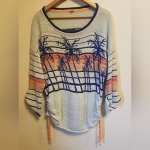 Free People Palm Tree Breeze Sunset Knit Sky Sweater